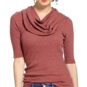 Dark red knit Deletta cowl neck fits S-M